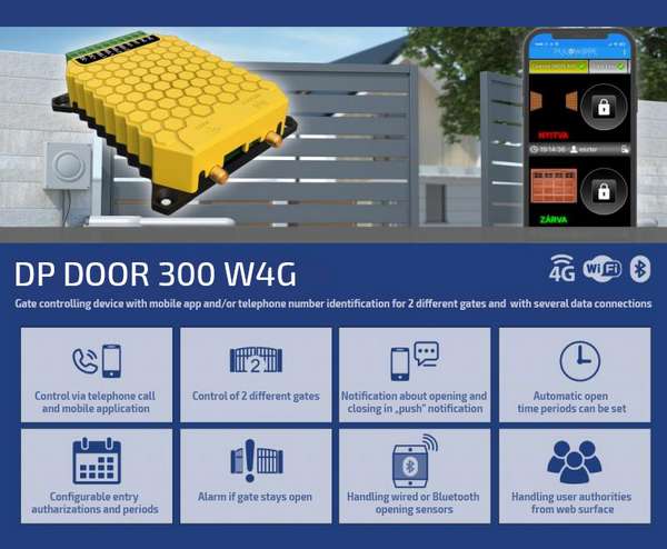Communication of DP Door300 W4G takes place on the internet; therefore, both the device and the mobile telephones having the app needs to have a continuous internet connection.